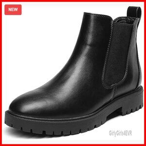 Women's Chelsea Ankle Boots Slip On Elastic Low Heel Fashion Booties Shoes